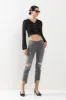 HIGH RISE KNEE DISTRESSED KICK FLARE JEANS - GREY sold by Sneak Peek