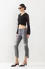 HIGH RISE KNEE DISTRESSED KICK FLARE JEANS - GREY sold by Sneak Peek