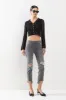 HIGH RISE KNEE DISTRESSED KICK FLARE JEANS - GREY sold by Sneak Peek