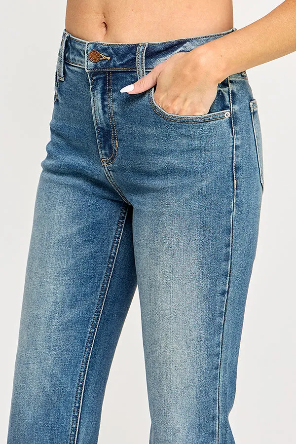 HIGH RISE CROPPED REGULAR STRAIGHT JEANS - MEDIUM DARK sold by Sneak Peek product image thumbnail 2