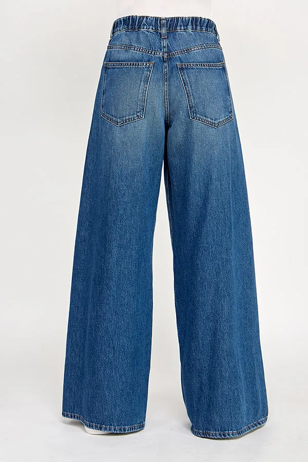 SOPHIE - HIGH RISE WIDE LEG JEANS IN MEDIUM DARK sold by Sneak Peek product image thumbnail 4