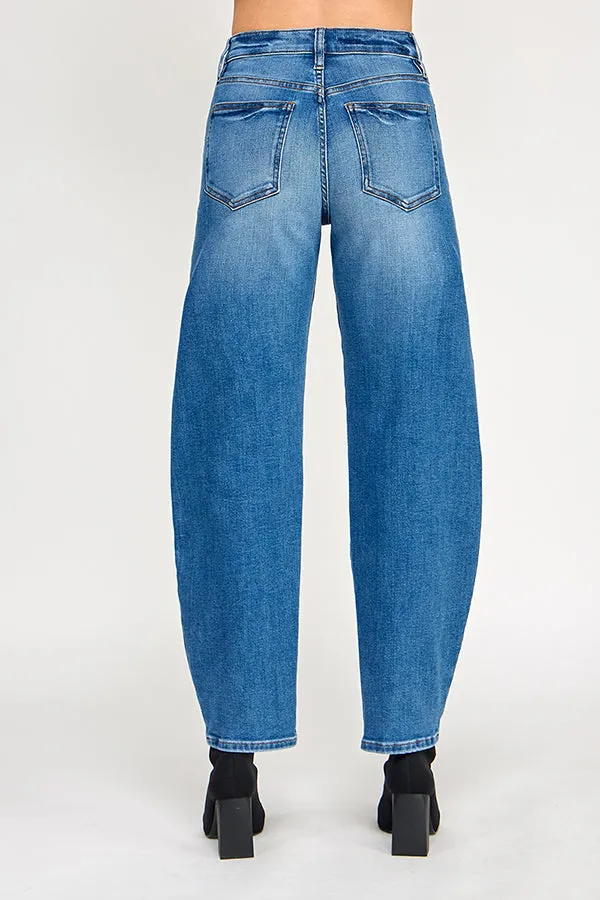 BARRYMORE - HIGH RISE BARREL JEANS IN MEDIUM BLUE sold by Sneak Peek product image thumbnail 3