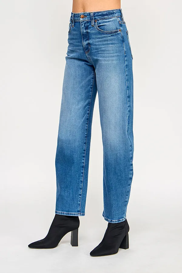 BARRYMORE - HIGH RISE BARREL JEANS IN MEDIUM BLUE sold by Sneak Peek product image thumbnail 4