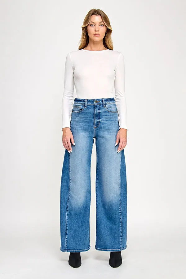 HIGH RISE WIDE LEG JEANS IN MEDIUM (P-SP-P111BL) sold by Sneak Peek product image thumbnail 5