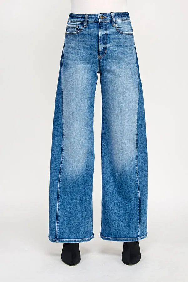 HIGH RISE WIDE LEG JEANS IN MEDIUM (P-SP-P111BL) sold by Sneak Peek product image thumbnail 2