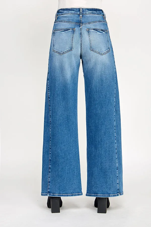 HIGH RISE WIDE LEG JEANS IN MEDIUM (P-SP-P111BL) sold by Sneak Peek product image thumbnail 3