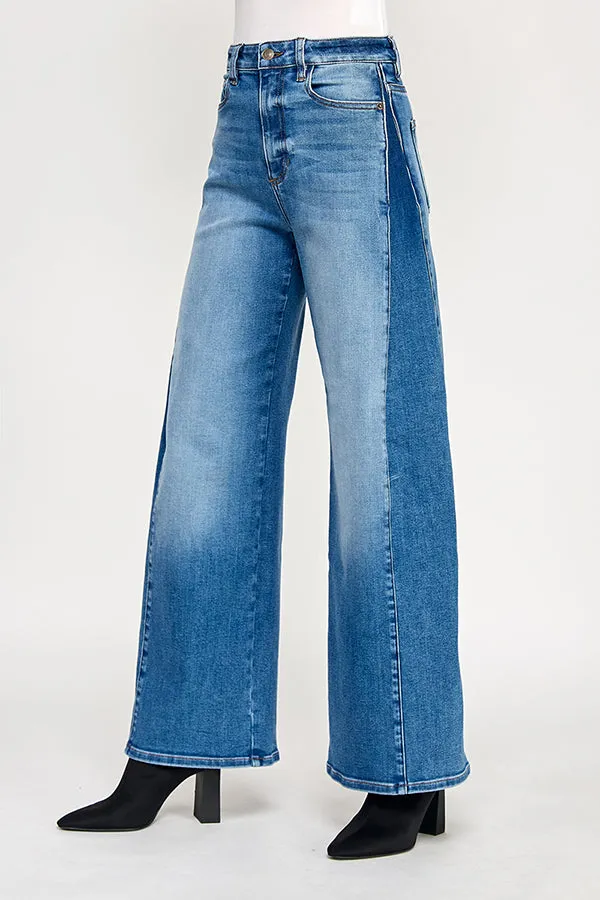 HIGH RISE WIDE LEG JEANS IN MEDIUM (P-SP-P111BL) sold by Sneak Peek product image thumbnail 4