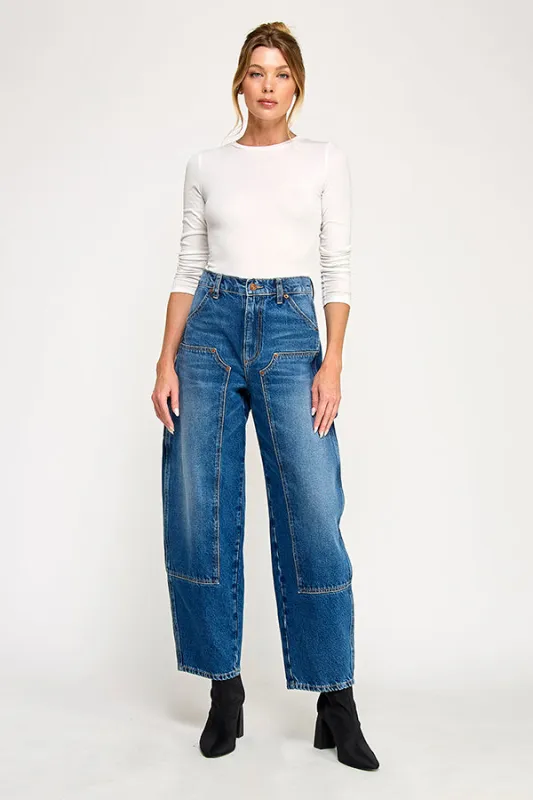 CARLA - HIGH RISE CARPENTER JEANS WITH EXPOSED SEAMS sold by Sneak Peek