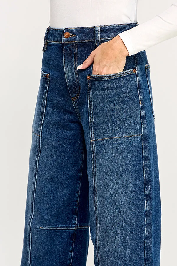 HIGH RISE BALLOON JEANS IN MEDIUM DARK (P-SP-P106CI) sold by Sneak Peek product image thumbnail 5