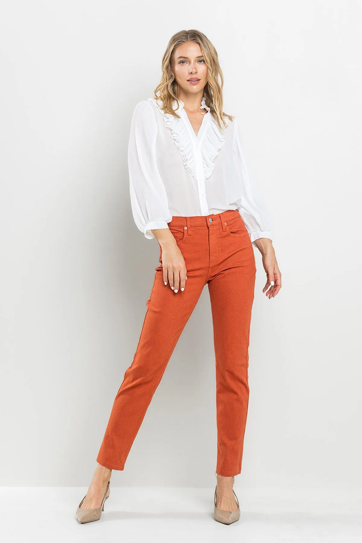 HIGH RISE CROPPED SLIM STRAIGHT JEANS - ROOIBOS TEA sold by Sneak Peek product image thumbnail 5