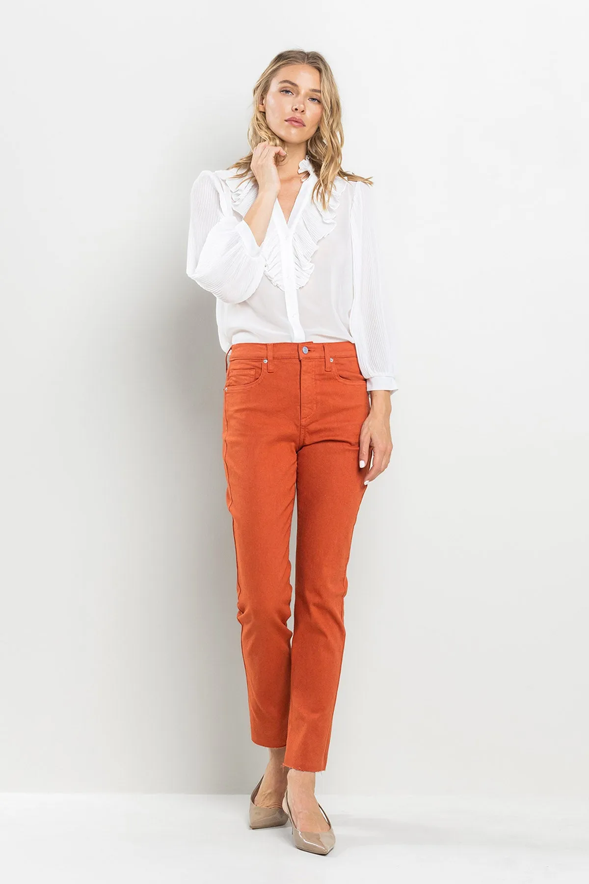 HIGH RISE CROPPED SLIM STRAIGHT JEANS - ROOIBOS TEA sold by Sneak Peek product image thumbnail 4