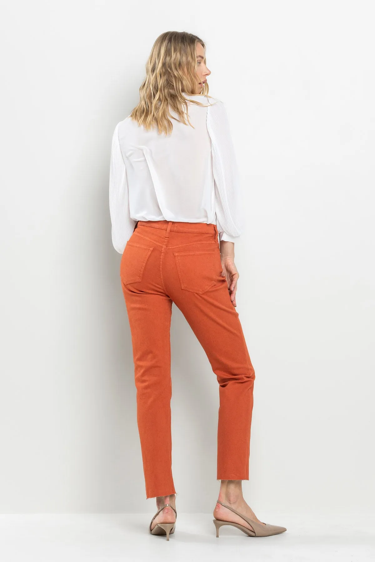 HIGH RISE CROPPED SLIM STRAIGHT JEANS - ROOIBOS TEA sold by Sneak Peek product image thumbnail 3