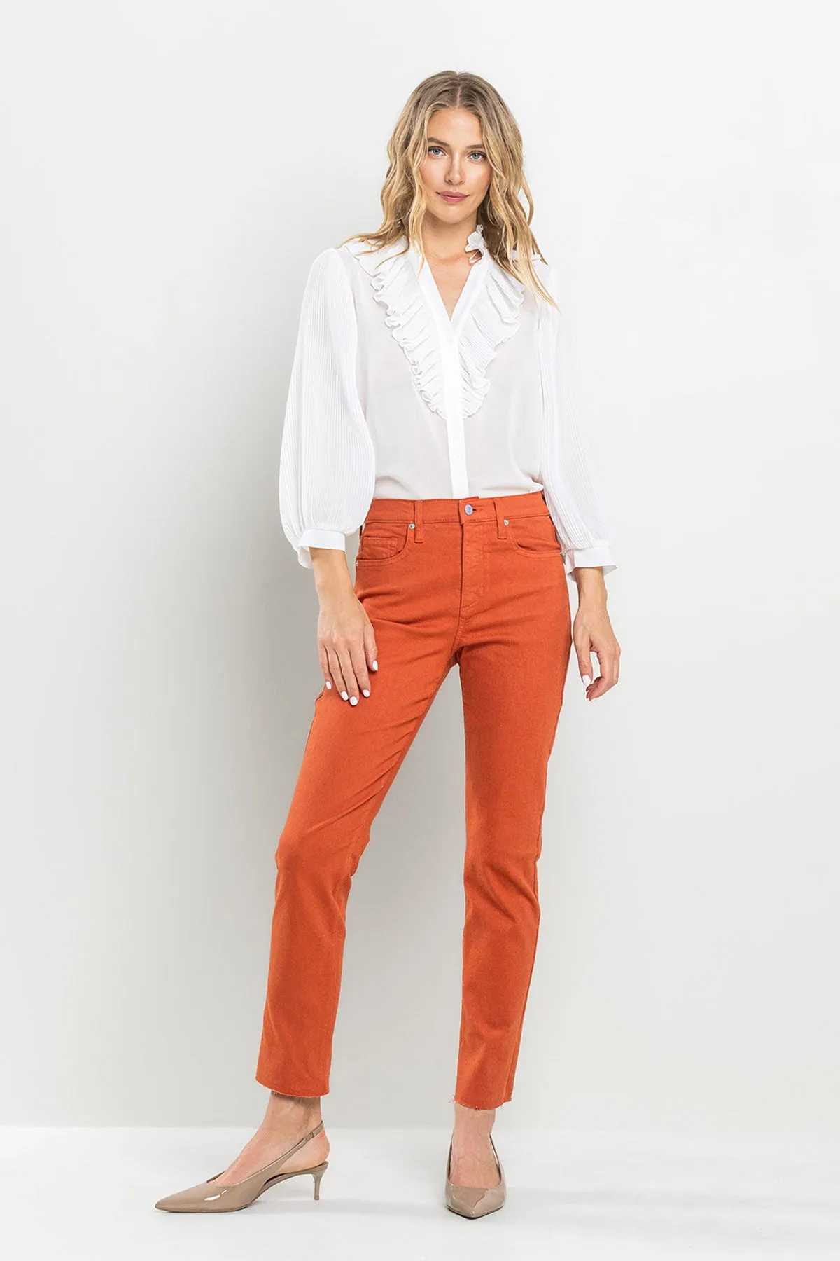 HIGH RISE CROPPED SLIM STRAIGHT JEANS - ROOIBOS TEA sold by Sneak Peek