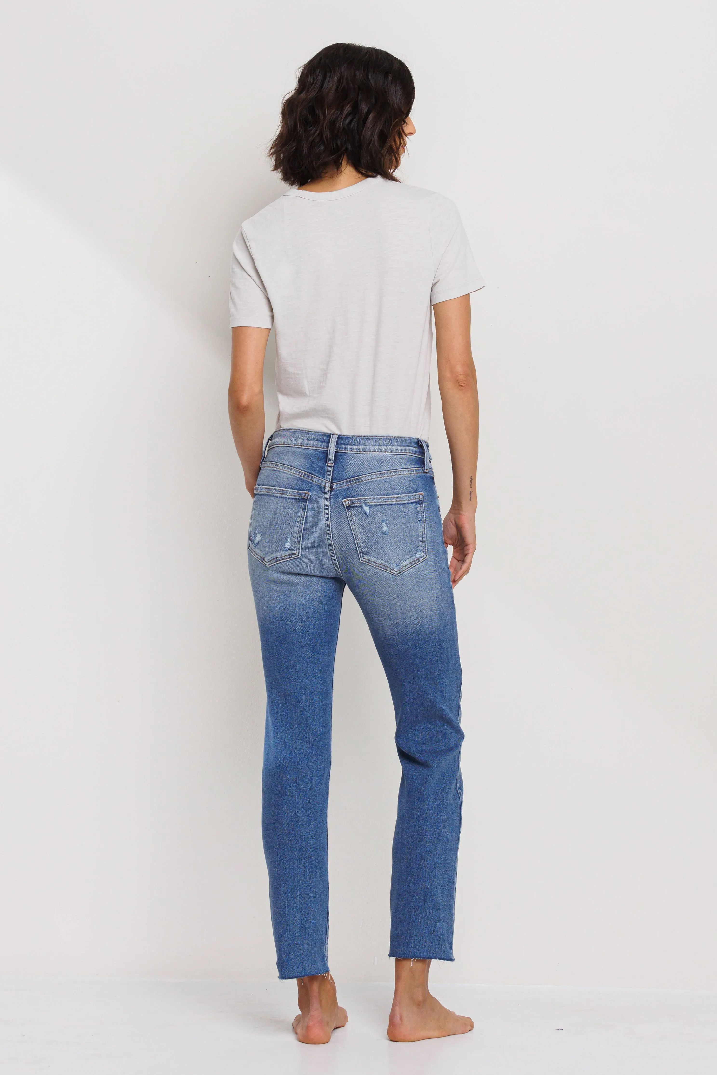 HIGH RISE SCISSOR CUT SLIM STRAIGHT JEANS - MEDIUM sold by Sneak Peek product image thumbnail 5