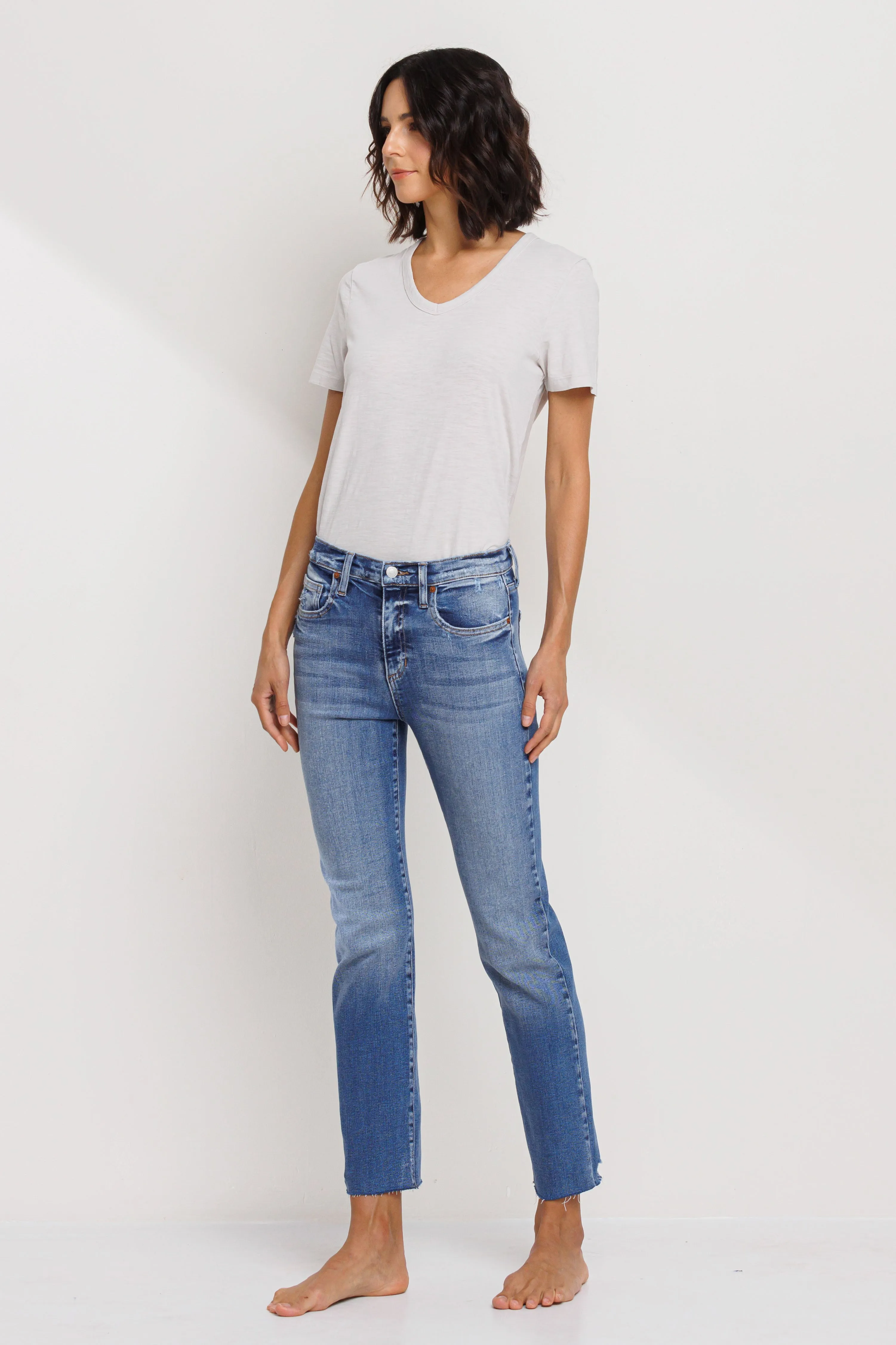 HIGH RISE SCISSOR CUT SLIM STRAIGHT JEANS - MEDIUM sold by Sneak Peek product image thumbnail 3