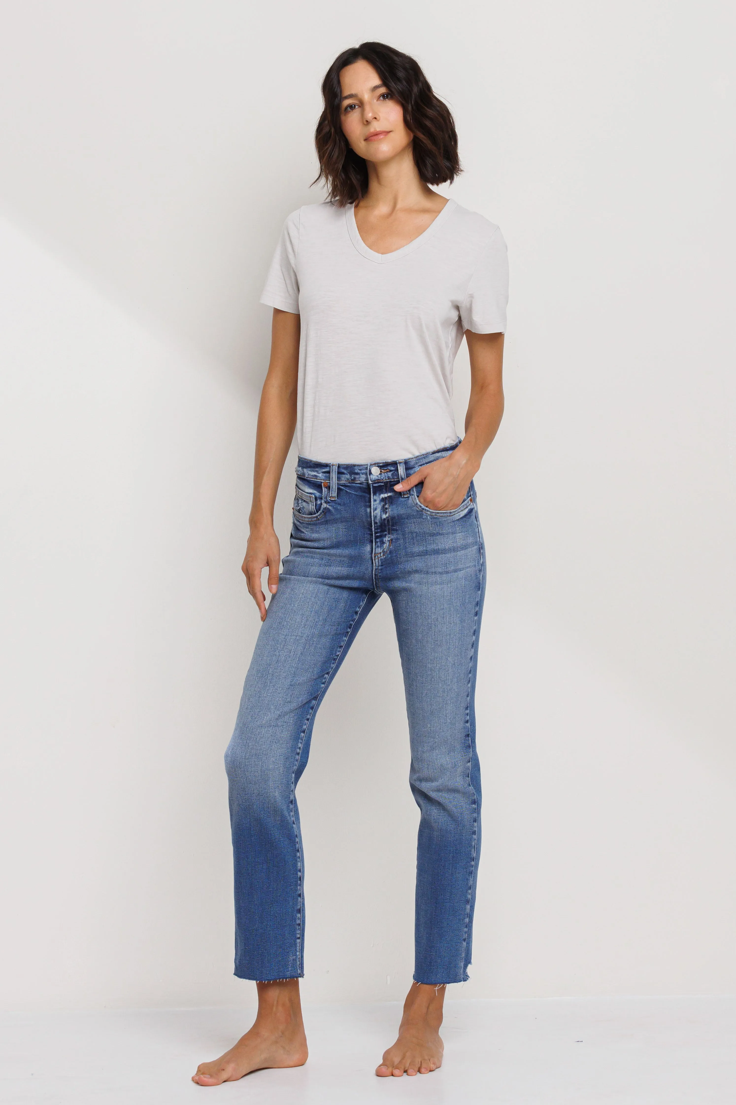 HIGH RISE SCISSOR CUT SLIM STRAIGHT JEANS - MEDIUM sold by Sneak Peek product image thumbnail 4