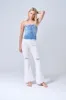HIGH RISE KNEE DISTRESSED FLARE JEANS - WHITE sold by Sneak Peek