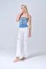 HIGH RISE KNEE DISTRESSED FLARE JEANS - WHITE sold by Sneak Peek