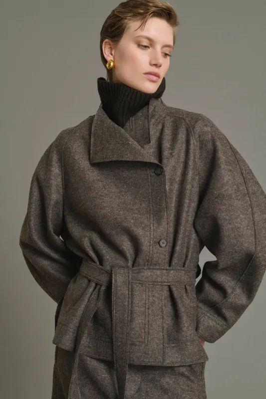 VESTE THEIA TAUPE CHINÉ made by soeur
