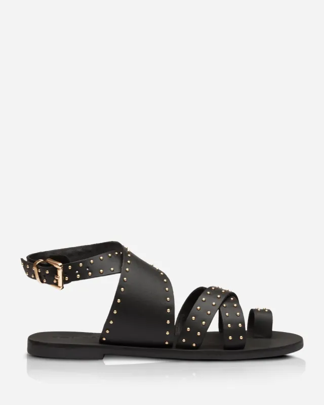 Vesper Sandal • Black/Gold sold by Sol Sana