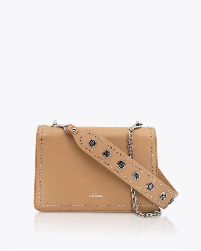 Flap Bag Tan/Silver sold by Sol Sana
