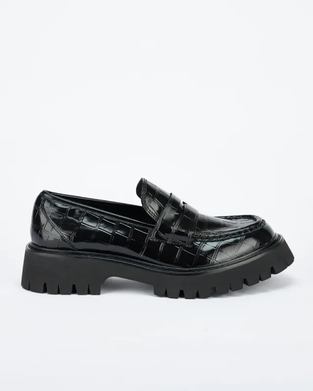 Maritime Loafer Black Croc made by Sol Sana