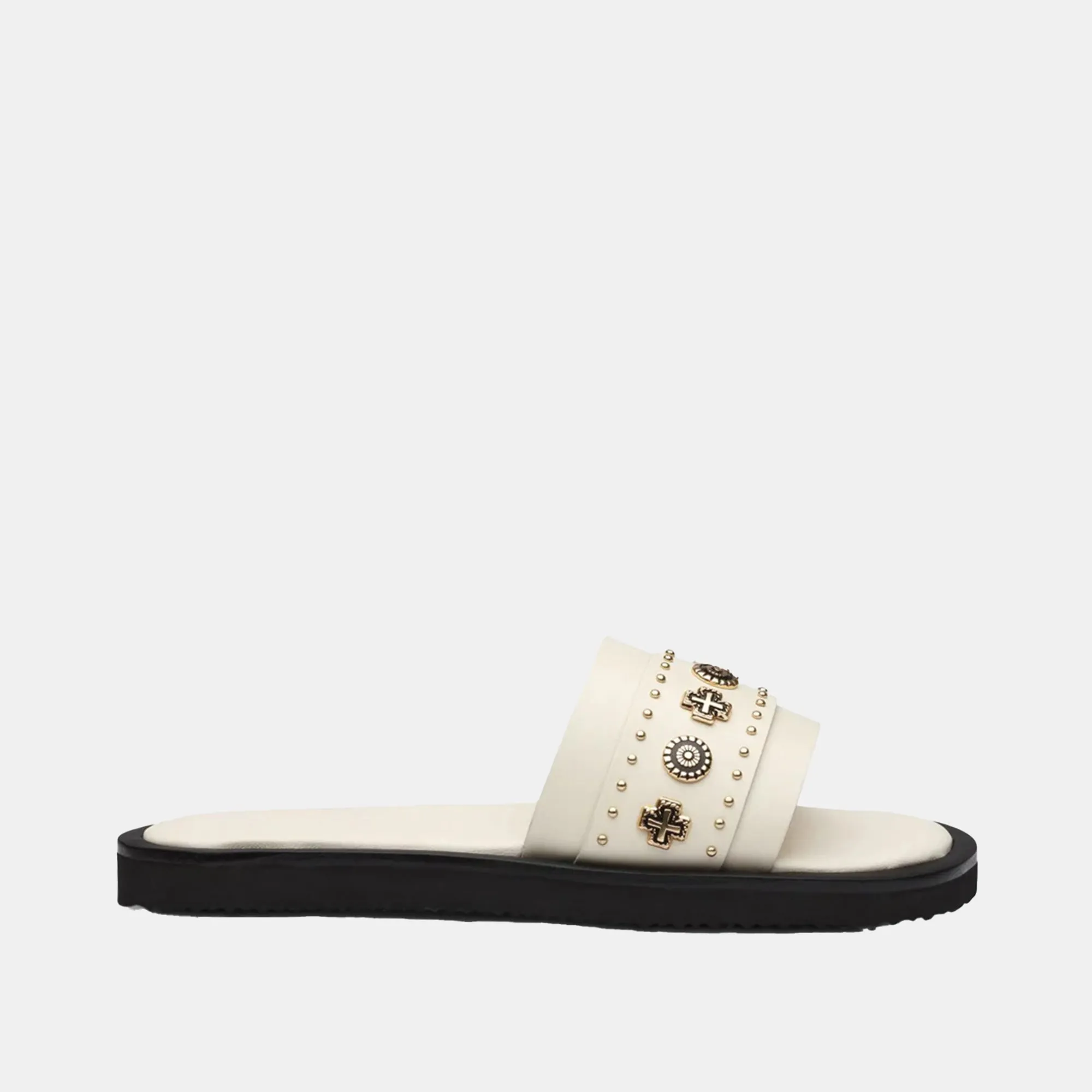 Cleo Slide Off White/Gold sold by Sol Sana