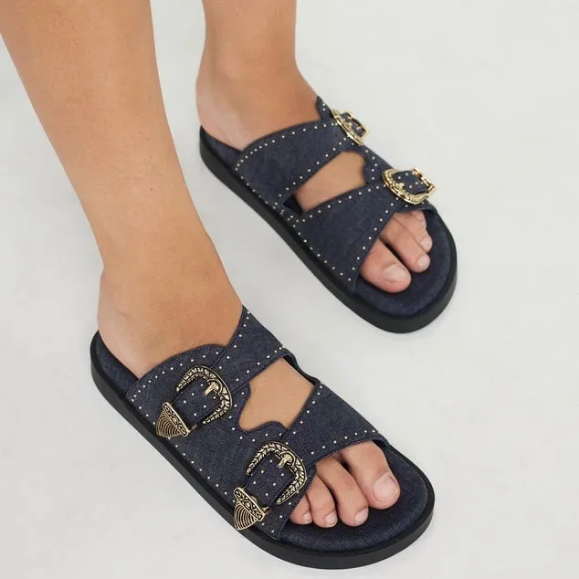 Eastwood Stud Footbed Denim / Gold sold by Sol Sana product image thumbnail 2