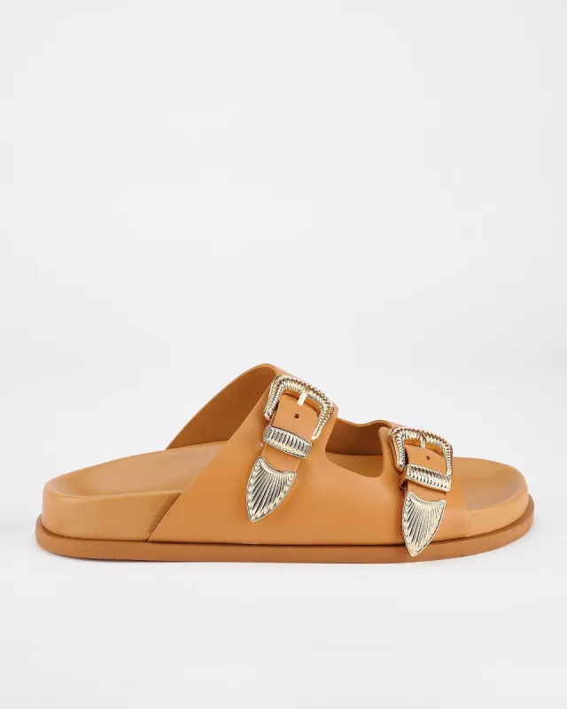 Amalfi Footbed Tan/Gold sold by Sol Sana