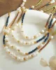 Mini Pearl & Gold Bead Neclace White Pearl/Multicolour bead sold by Sol Sana