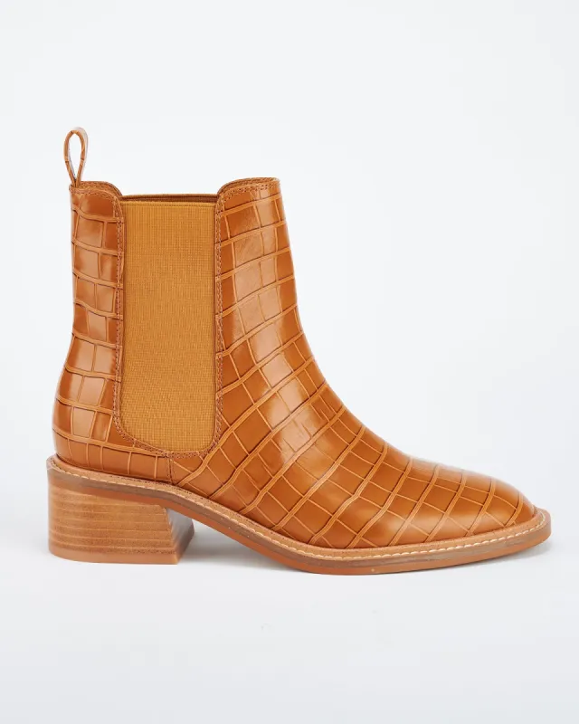 Chelsea Boot Tan Croc sold by Sol Sana