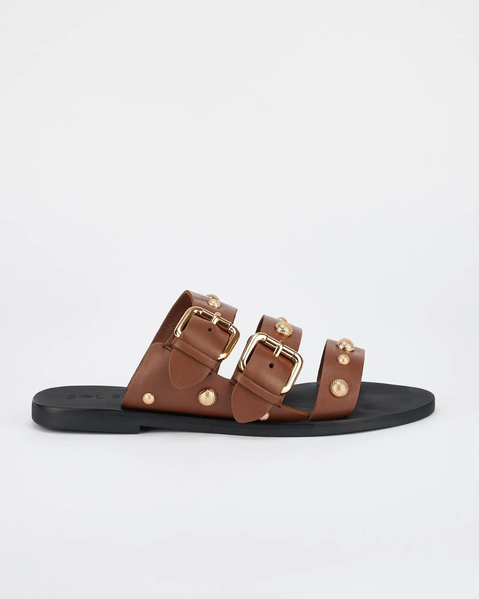 Hvar Slide Cocoa/Gold sold by Sol Sana