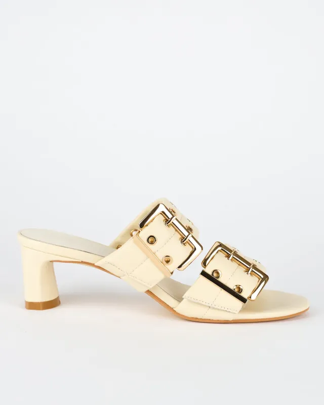 Bowery Heel Off White/Gold sold by Sol Sana