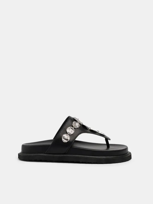 Goldie Footbed Black / Silver sold by Sol Sana