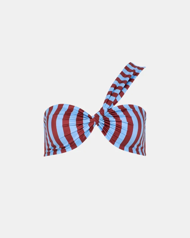 Calypso Asymm Bandeau Top Burgendy Stripe sold by Sol Sana