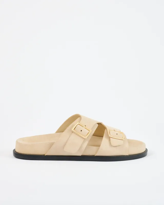 Sato Footbed Taupe Suede made by Sol Sana