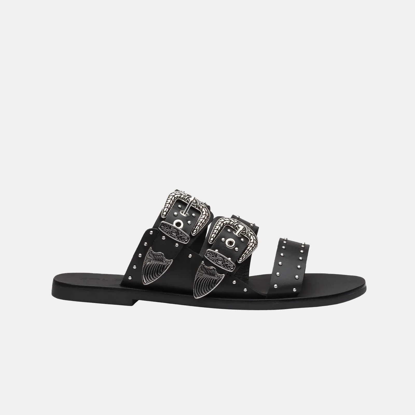 Eastwood Stud Slide Black/Silver sold by Sol Sana