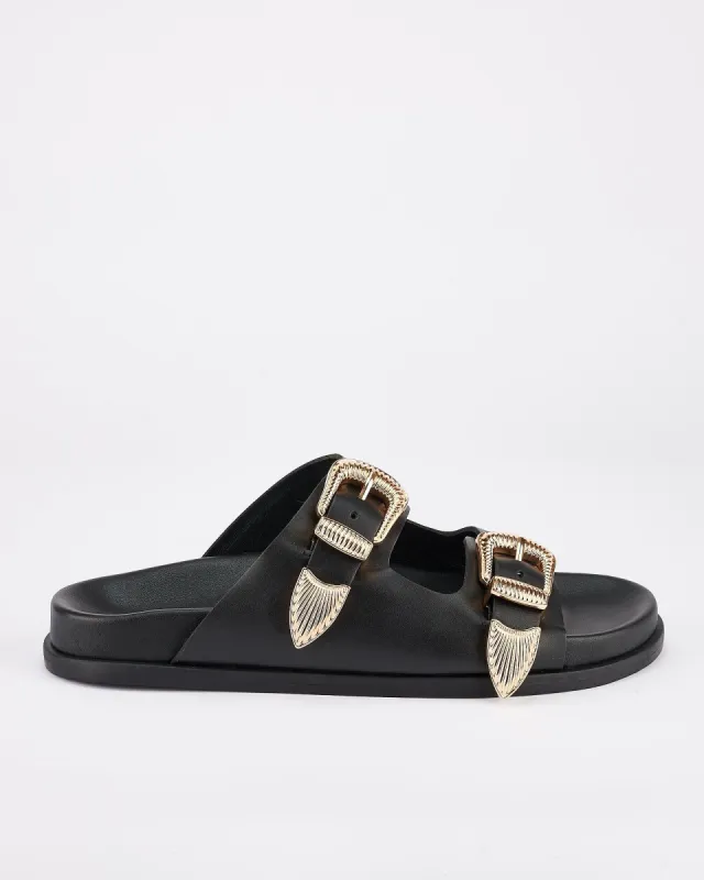 Amalfi Footbed Black/Gold sold by Sol Sana