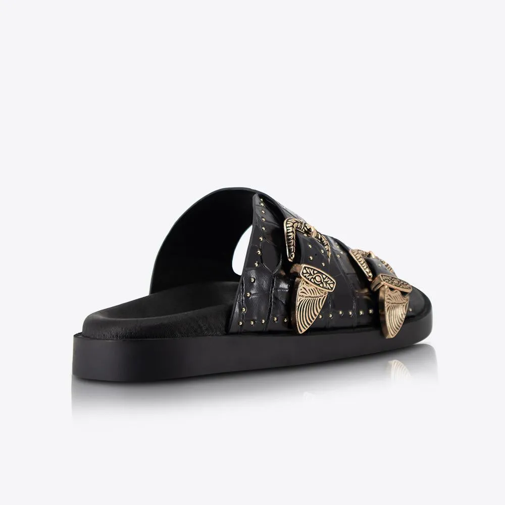 Eastwood Stud Footbed Black Croc/Gold sold by Sol Sana product image thumbnail 4