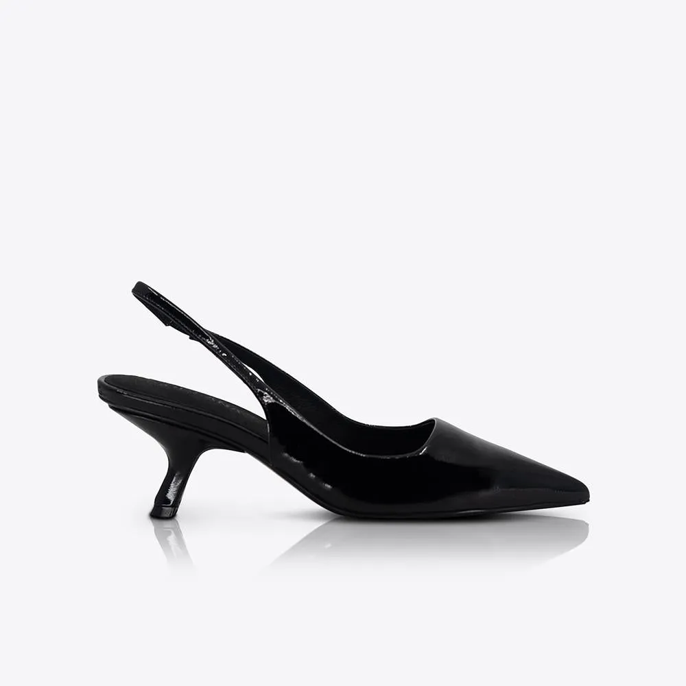 Sandra Heel Patent Black sold by Sol Sana