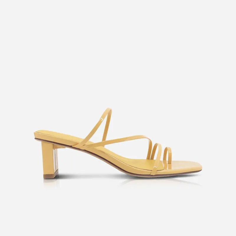 Theo Mid Mule Patent Popcorn sold by Sol Sana