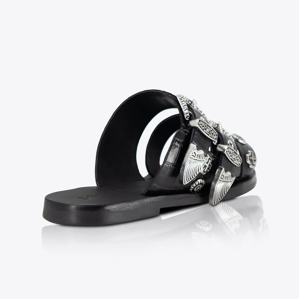 Eastwood Slide Black Croc/Silver sold by Sol Sana product image thumbnail 2