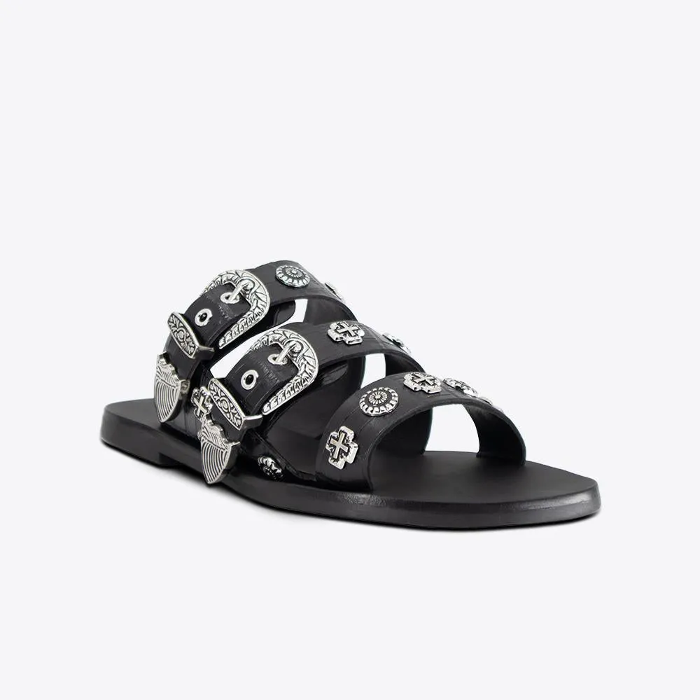Eastwood Slide Black Croc/Silver sold by Sol Sana product image thumbnail 3