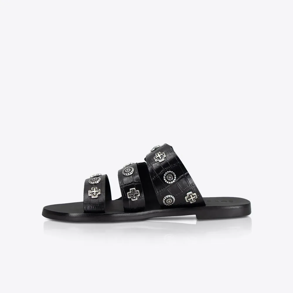 Eastwood Slide Black Croc/Silver sold by Sol Sana product image thumbnail 4