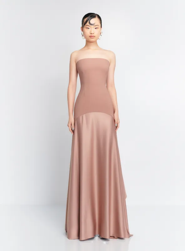 The Alessandra Maxi Dress in Cocoa sold by Solace London