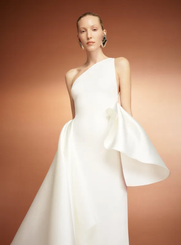 The Calla Maxi Dress in Cream sold by Solace London