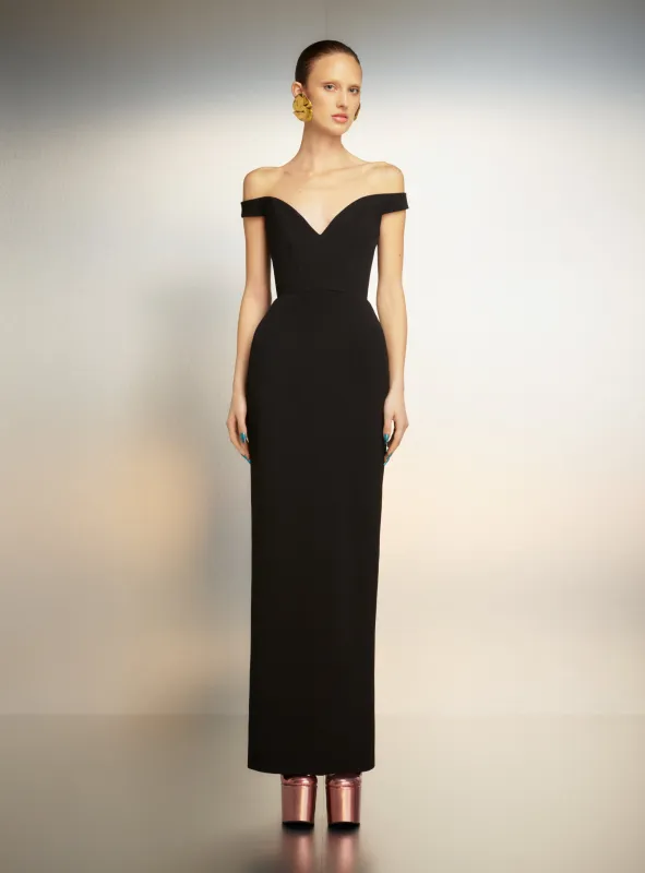 The Amelia Maxi Dress in Black sold by Solace London