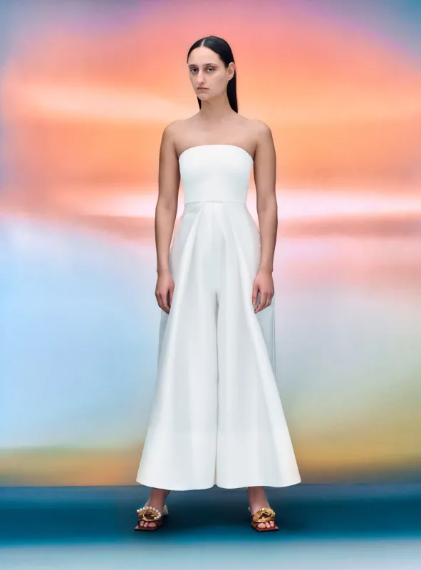 The Alden Jumpsuit in Cream sold by Solace London