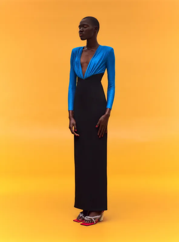 The Lena Maxi Dress in Cerulean Blue sold by Solace London