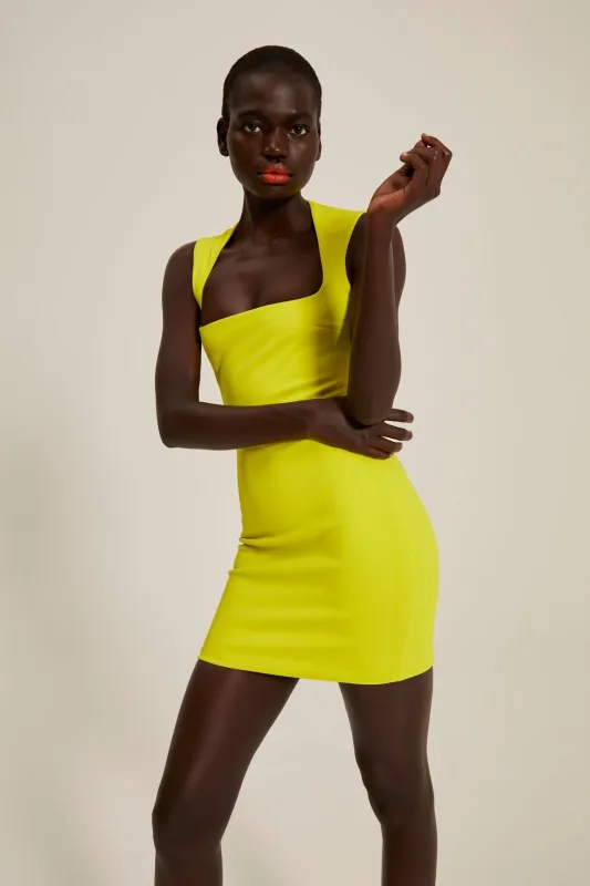 The Cora  Mini Dress in Sulphur sold by Solace London